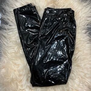 7 For All Man Kind Small Faux Shiny Black Leather Pants